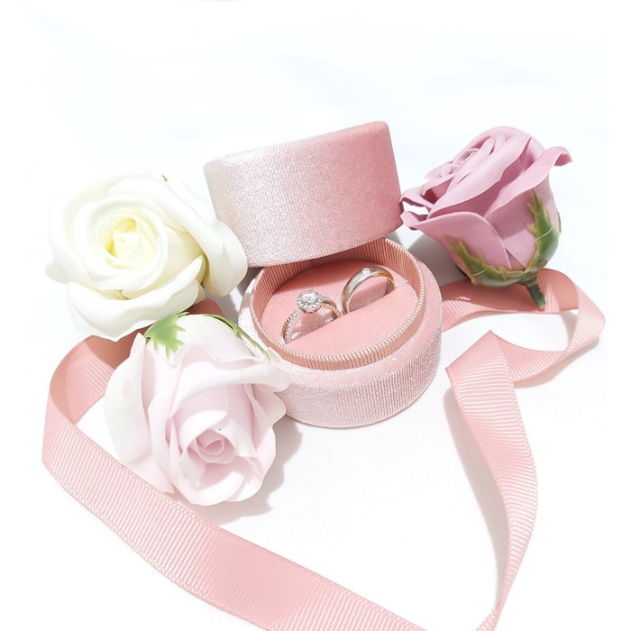 Kotak Cincin Kalung Velvet Tunangan Lamaran Wedding Ring box - Small Ring box