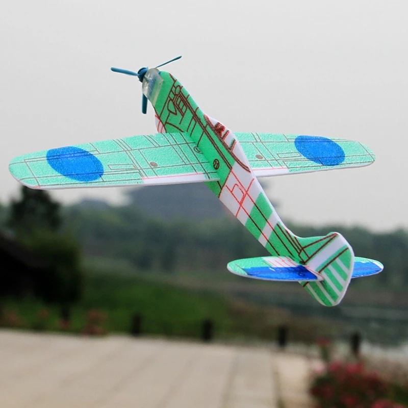 [Warna Random] Mainan Pesawat Busa Handmade DIY/Mainan Anak Model Game/Kreatif Menyenangkan Outdoor Flying Glider