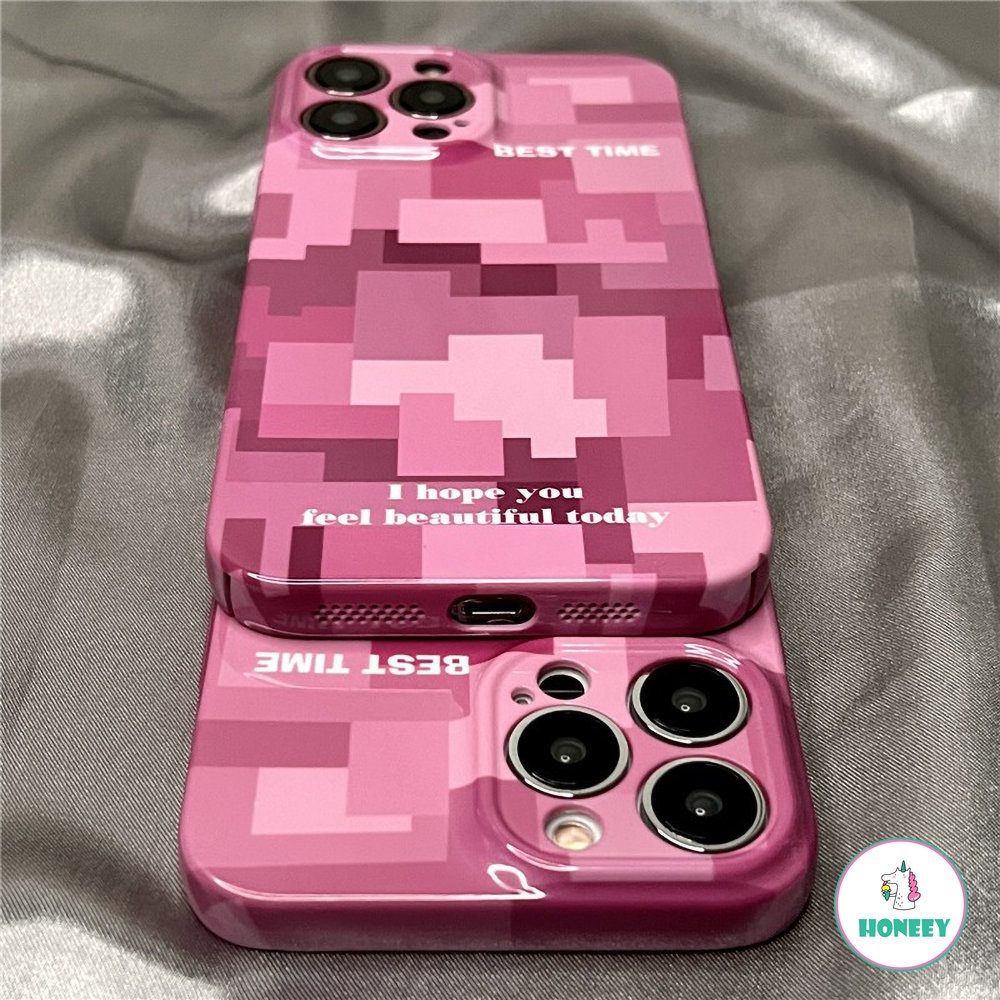 IPHONE Casing Ponsel Kompatibel Dengan Iphone14 13 12 11 Pro Max X Xsmax7 8 Plus SE Rose Red Mosaic Feminin Shockproof Cover Pelindung