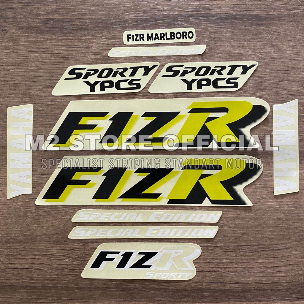 Striping list lis body motor Yamaha fiz r Fiz R sporty malboro putih kuning sticker stiker f1zr f1z 