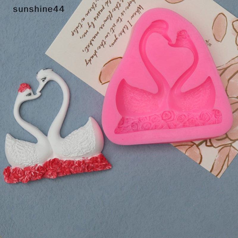 Sunshine Couple Bentuk Angsa Cetakan Fondant Silikon Dekorasi Kue Baking Mold Alat Dapur ID