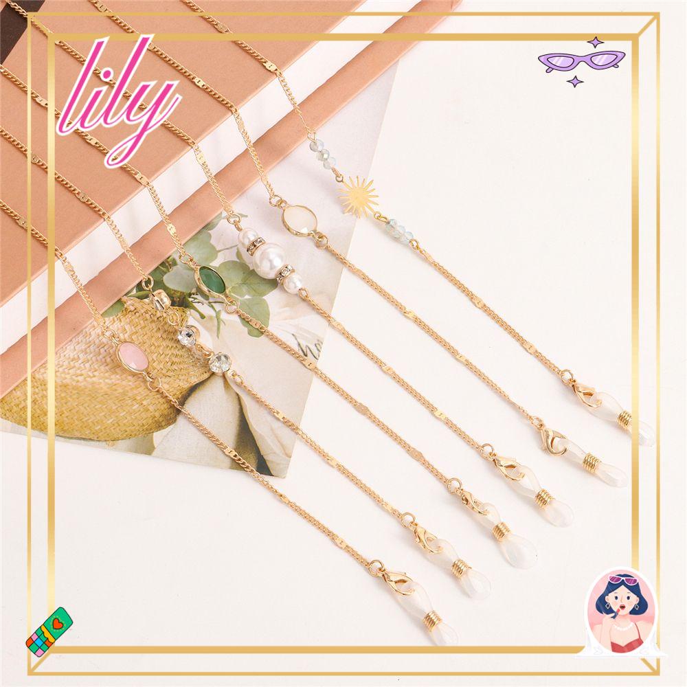 Lily Rantai Kacamata Gaya Kacamata Lanyard Kalung Lanyard Mutiara Sunglasses Chain