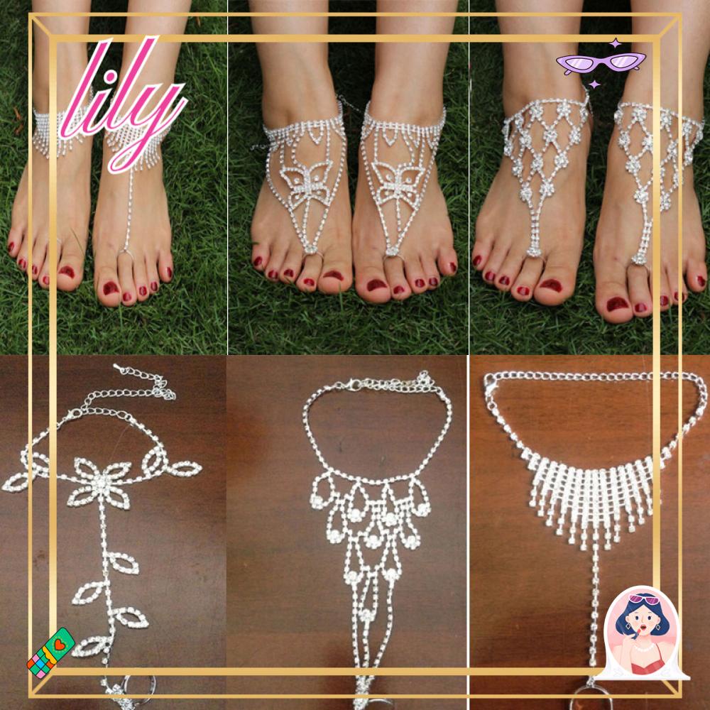 Lily Gelang Kaki Barefoot Pantai Kristal Perhiasan