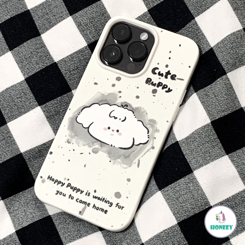 IPHONE Case Seni Kartun Puppy Percikan Tinta Sederhana Kompatibel Untuk Iphone14 13 12 11 Pro Max Xr Xs7 8 14 Plus Retro Graffiti Soft Cover