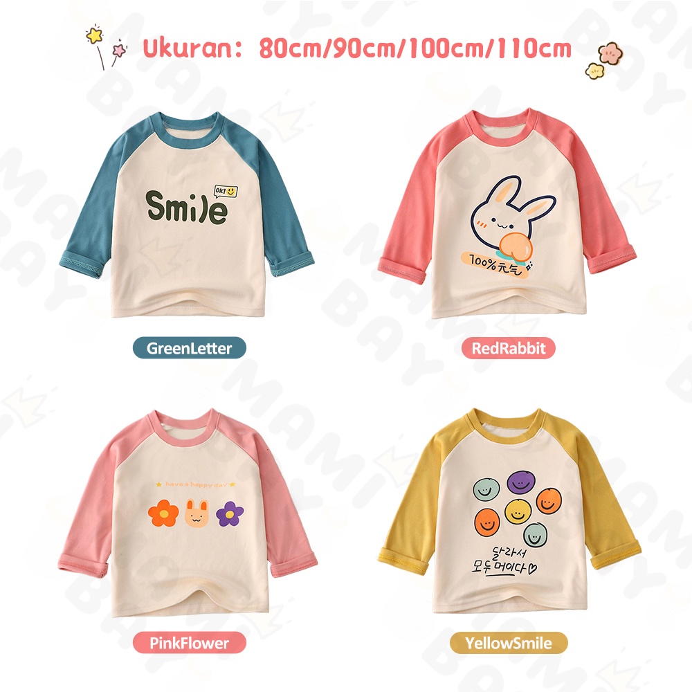 Mamibayi  baju kaos unisex baju anak bayi motif lucu atasan bayi import korea  2-5 tahun