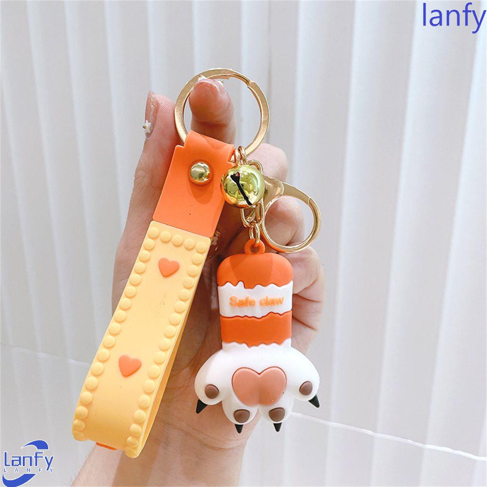 Lanfy Gantungan Kunci Kaki Kucing Kemasan Dekorasi Fashion Dengan Bell Gantungan Kunci Perhiasan Hadiah Ransel Liontin Fortune Paw