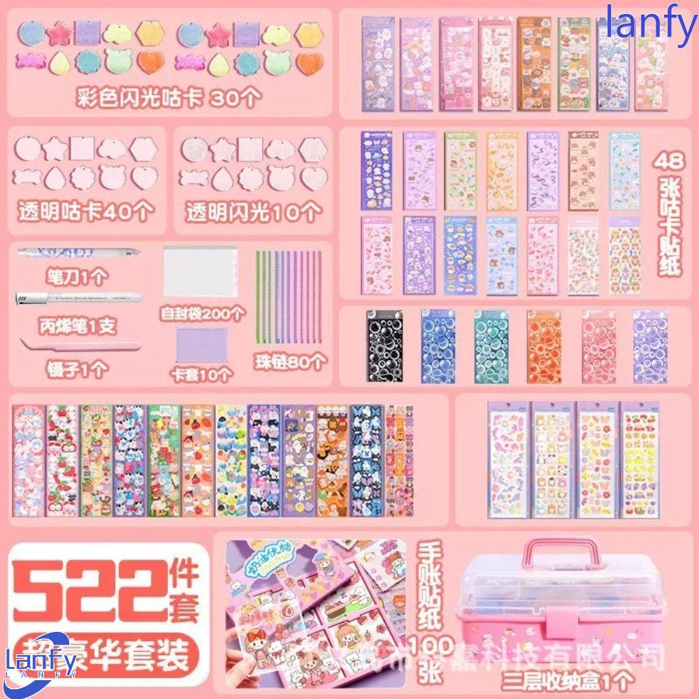 Lanfy Guka Sticker Set Handmade Besar Gift Box Lucu Scrapbooking Stiker Diy Gantungan Kunci Lengkap Kotak Penyimpanan Diy Keyring Goo Card Sticker Set