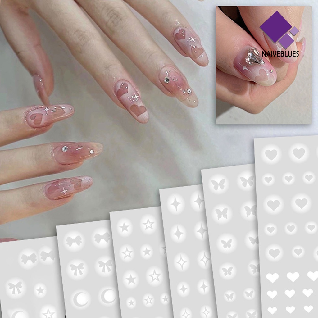 [naiveblues] 2pcs Stiker Kuku Perekat Diri Anti Air Ramah Lingkungan Kuat Mudah Di Aplikasi Butterfly Nail