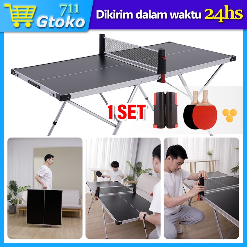 Meja Pingpong Lipat Mini Table Tennis ( Bat Tenis Meja / Bola Tenis Meja / Net Jaring Tenis Meja ) 1