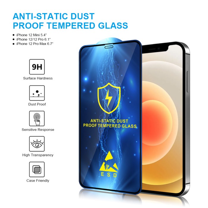 Anti Static Glass ESD Vivo Y16/Y22/Y22S/Y35/Y71/Y81/Y83/Y91/Y93/Y95/Y30/Y50/Y01/Y02/Y91C/T1 5G/T1 PRO/Vivo Y12S/Y15S/Y12/Y15/Y17/Y20/Y20S/Y21S/Y33S/Y33T/Y51 2020/Y51A/Y53S/S1/S1 Pro Tempered Glass Anti Debu
