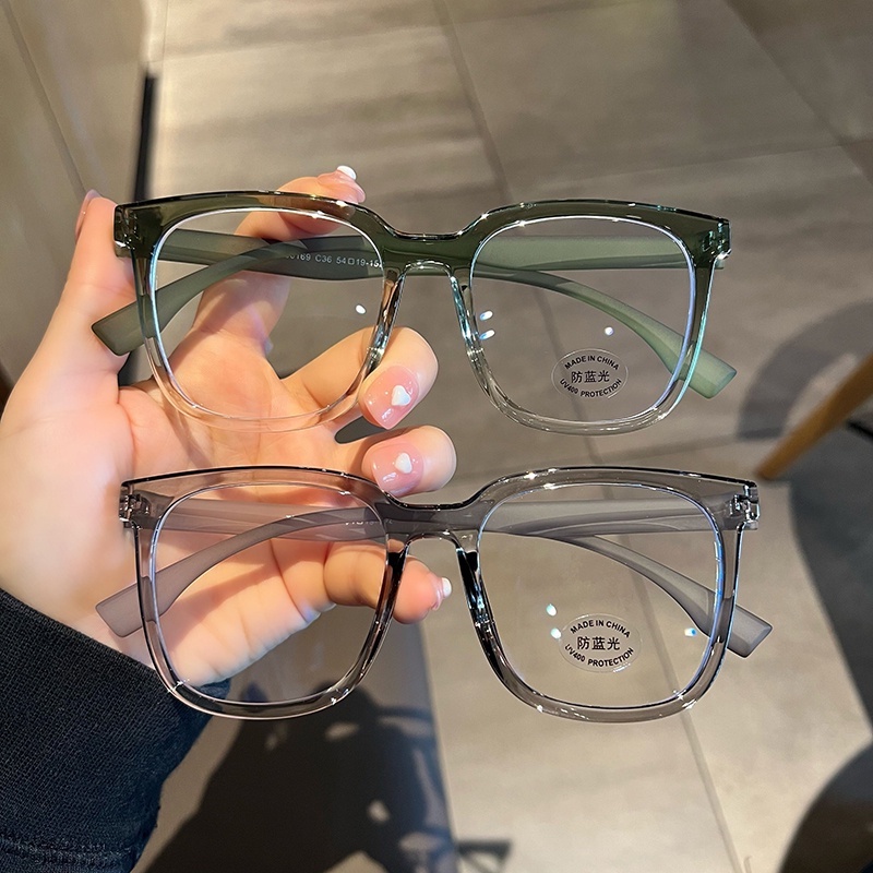 (YUZHU) Mode Baru TR90 Oversized Anti Blue Light Kacamata Unisex Bingkai Transparan Gradien Eyeglasses