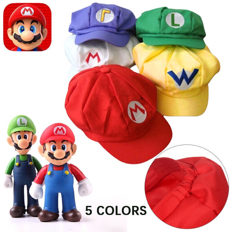 Super Mario Bros Topi Oktagonal Luigi Beanies Caps Hat Game Anime Cosplay Alat Peraga Pesta