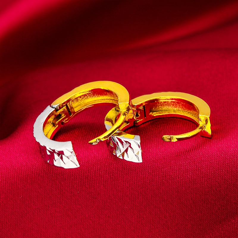 Goldkingdom Aksesoris Perhiasan Fashion Ready Stock Anting Emas Dan Perak Ganda Wanita Minimalis