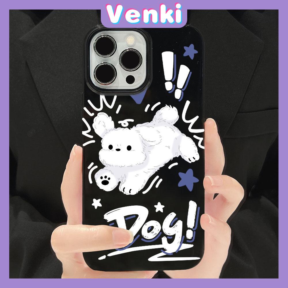 VENKI - For iPhone 11 iPhone Case Black Glossy TPU Soft Case Shockproof Protection Camera Cute Dog Compatible with iPhone 14 13 Pro max 12 Pro Max 11 xr xs max 7Plus 8Plus