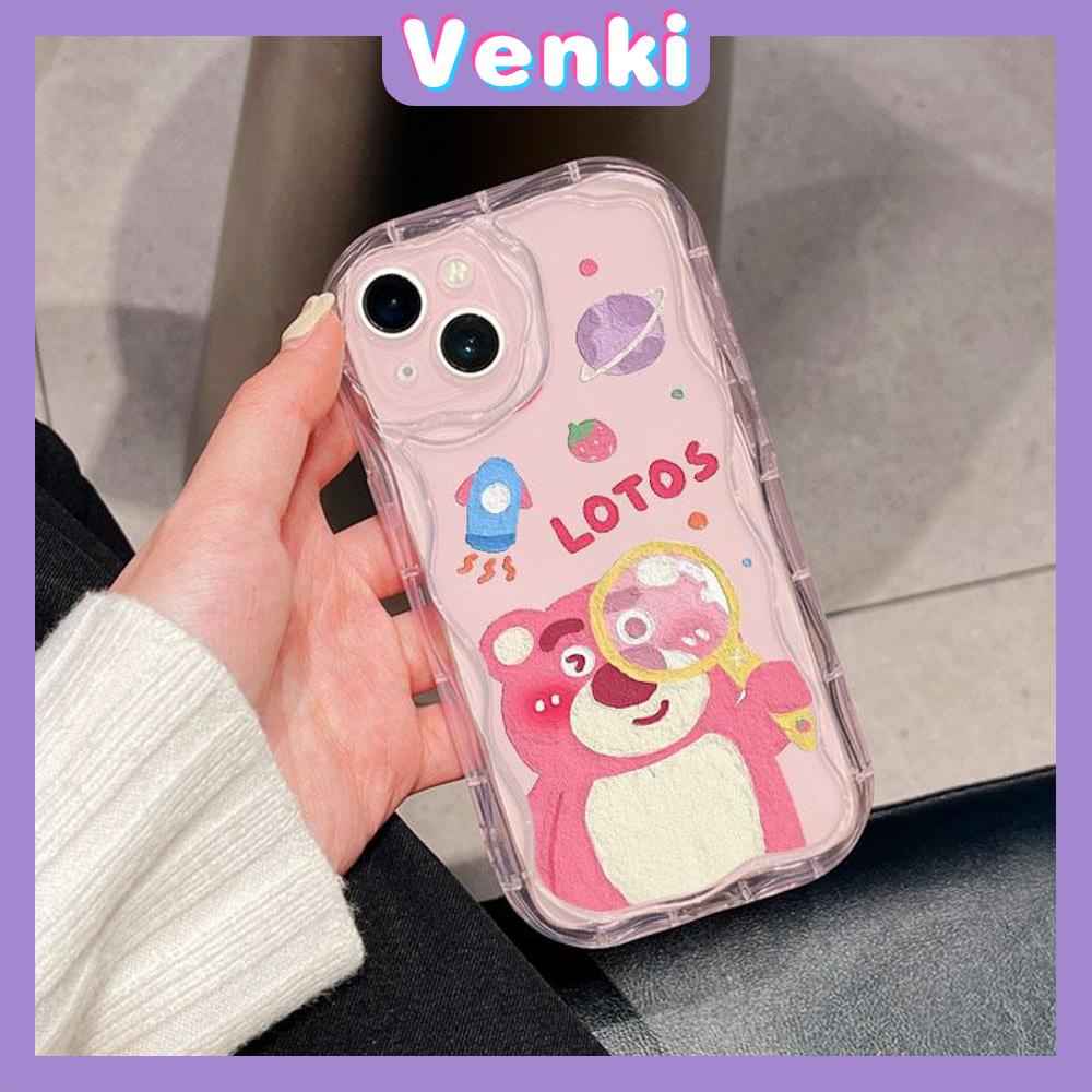 VENKI - For iPhone 11 iPhone Case 3D Curved Edge Wave Clear Case TPU Airbag Shockproof Camera Cover Cute Strawberry Bear Compatible with iPhone 14 13 Pro max 12 Pro Max xr 7 8Plus