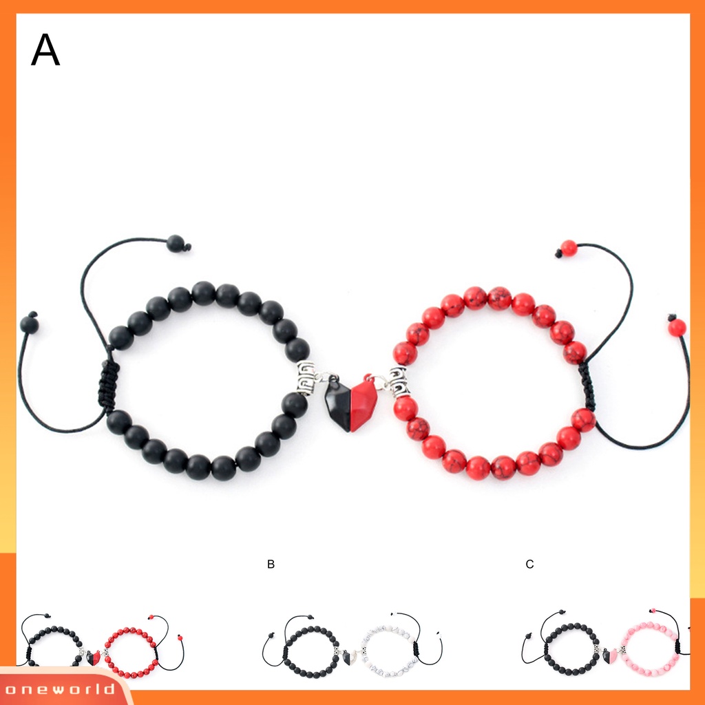 [EONE] 2 Pcs Couple Gelang ic Hati Pria Wanita Kilau Terang Halus Yang Sesuai Dengan Kekasih Gelang Perhiasan Hadiah