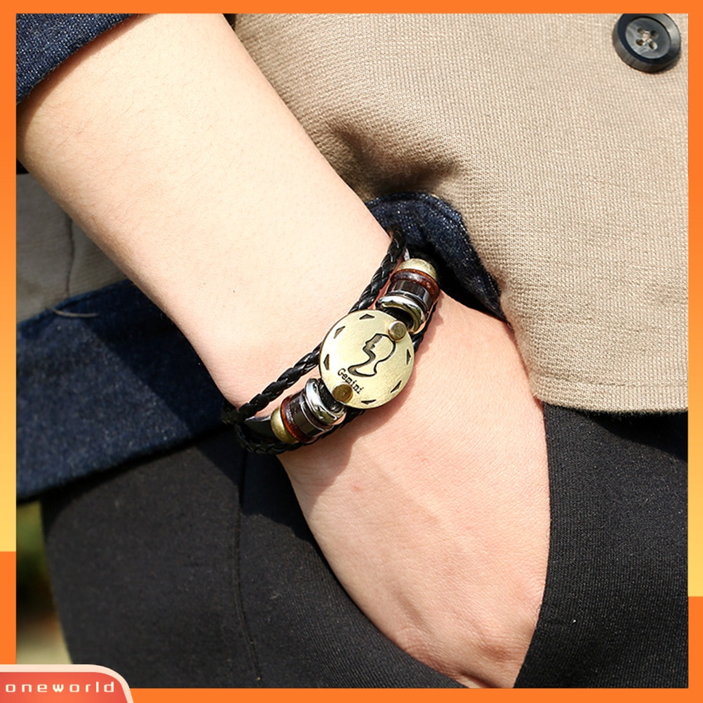 [EONE] Gelang Couple Motif Indah Tahan Aus Gelang Konstelasi Kulit Imitasi Dengan Tali Kepang Multilayer Untuk Pria