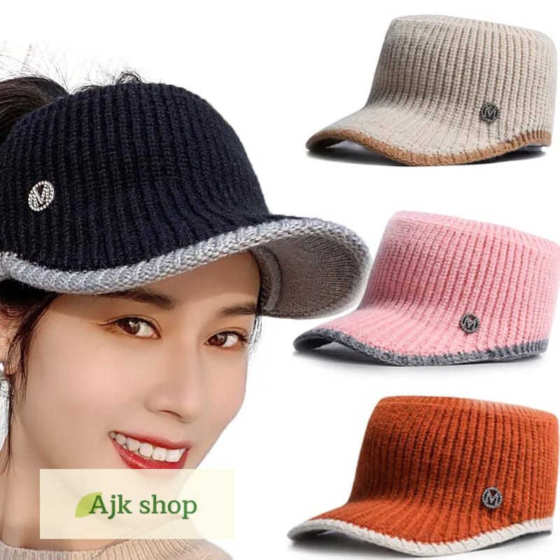 Topi Wanita Fashion Rajut Gaya Korea Hat Sport Tahan Dingin Olahraga