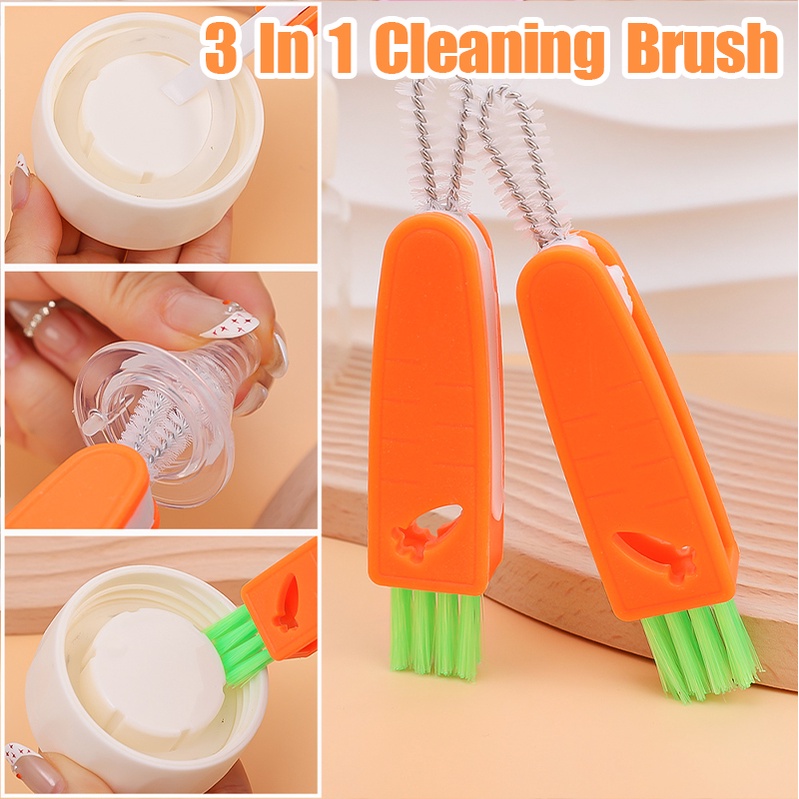 Sikat Celah Alur Lipat Alat Pembersih Dapur Rumah Tangga Portable Botol Susu Bayi Nipple Gap Detail Cleaning Brush Multifungsi 3in1 Cup Lid Cleaning Brush Creative Mini