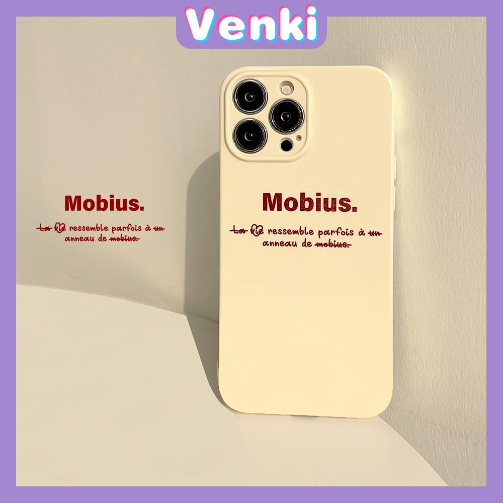 VENKI - For iPhone 11 iPhone Case Cream Glossy Soft Case TPU Shockproof Camera Cover Protection Simple Letters Compatible with iPhone 14 13 Pro max 12 Pro Max xr xs max 7 8Plus