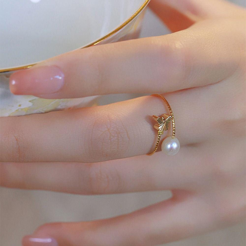 Mxbeauty Wanita Pembukaan Cincin Elegan Pesona Indah Kupu-Kupu Niche Desain Gadis Hadiah Tembaga Retro Vintage Ring