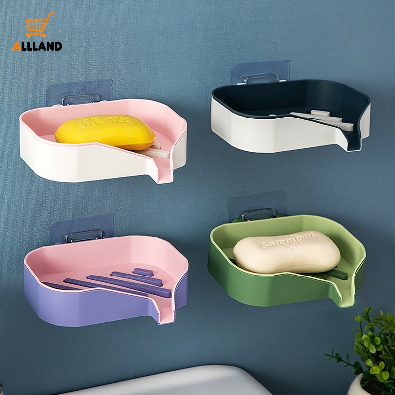 Two Tone Double Layer Soap Drainer Holder/Rak Pengering Penyimpanan Sabun Shower Tempel Dinding Kamar Mandi