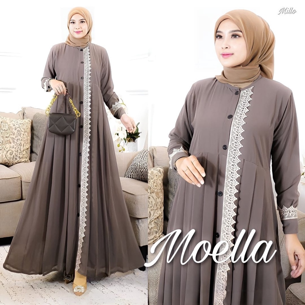 GAMIS STORE - Moela Maxy Gamis Muslim Maxi Matt Ceruty Babydoll Fit To XL Besar l Dress Gaun Pesta Kondangan Premium