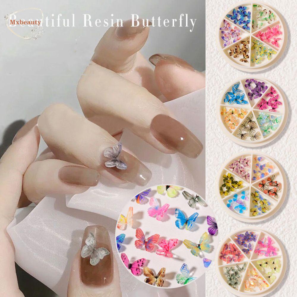 Mxbeauty Butterfly Nail Art Perhiasan Akrilik Mini Butterfly Charm INS Gaya DIY Hiasan