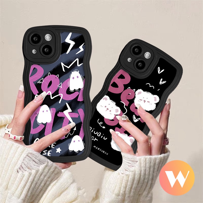 Casing Huruf Lucu Lembut Tepi Bergelombang Untuk Redmi Note11 10 Pro 9s 8 9 10s 11s Redmi 12C 10 9A 9T 10A 9C A1 9 10C A1+POCO X3 Mi 11T Pro NFC Pro M3 Kartun Beruang Hantu Little Case Monster