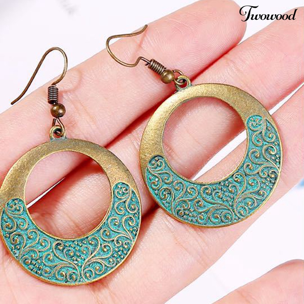 Twowood 1pasang Anting Vintage Drop Fashionable Bohemian Panjang Anting Set Perhiasan Boho Untuk Travel