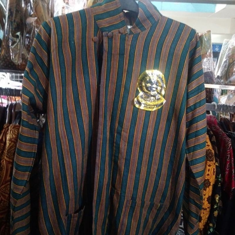 Lurik Baju Surjan Dewasa / Baju Surjan Lurik Warna Hijau Coklat / Baju Keraton / Baju Sunan Kalijaga