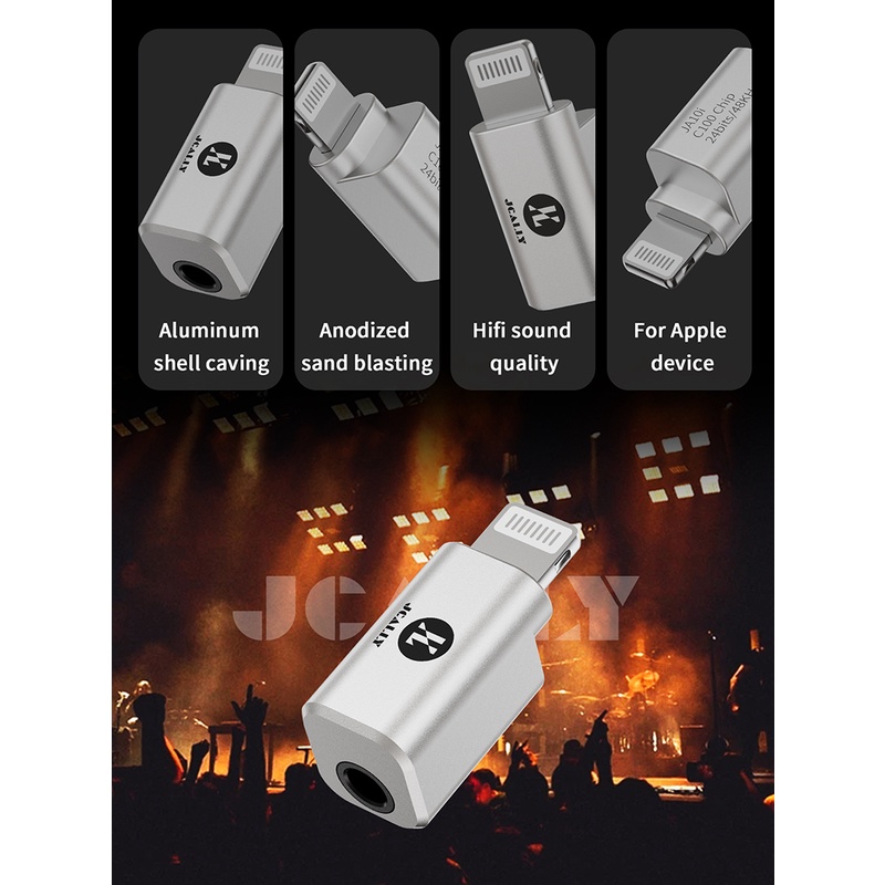 Jcally JA10i C100 Lighting to 3.5mm HIFI Earphone Digital Audio Adaptar Mini Portable DAC Untuk IOS Dukungan Untuk Telpon