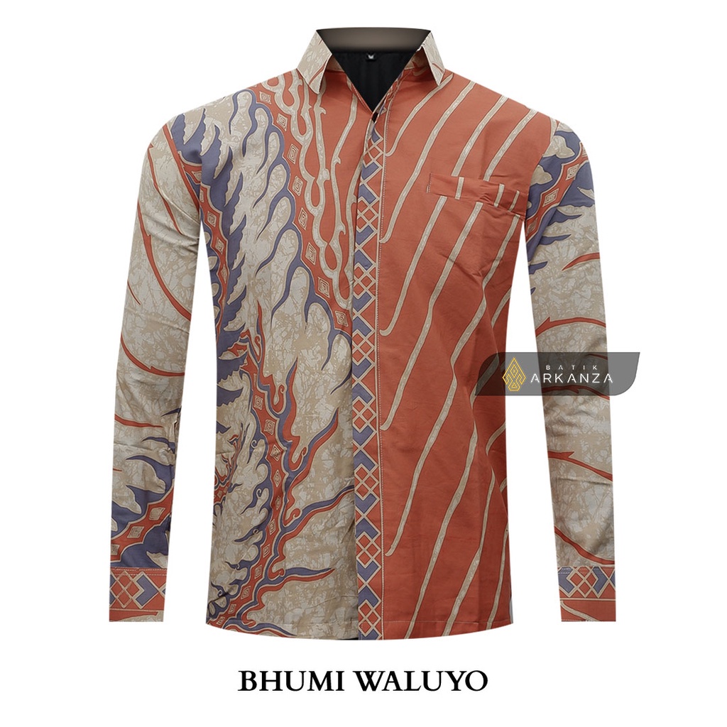 BATIK ARKANZA Motif BHUMI WALUYO Kemeja Batik Pria Casual Lengan Panjang Slim Fit Premium