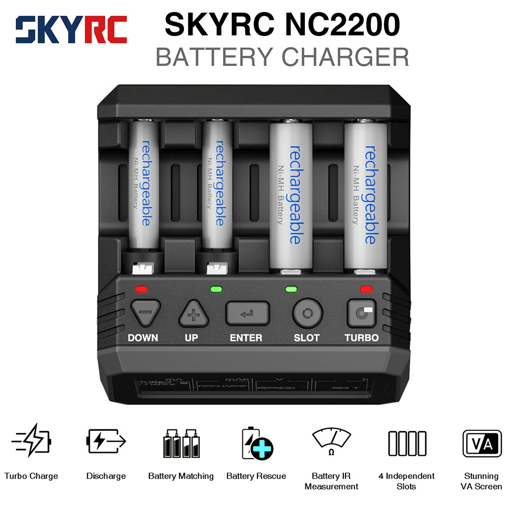 SKYRC NC2200 Charger Baterai AA / AAA / Nimh / Nicd 12V 2.0A 4 Slot Battery Charge Turbo Break In Di