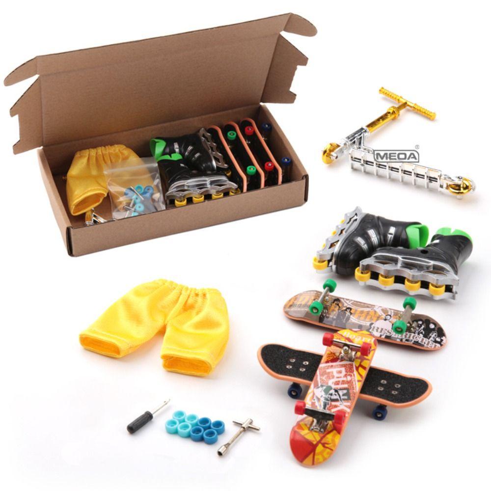 Lanfy Set Skuter Jari Mini Dengan Roda Hadiah Anak Mainan Surfing Tabletop Toys Trick Training Props Fingerboard Mainan Model Skateboard