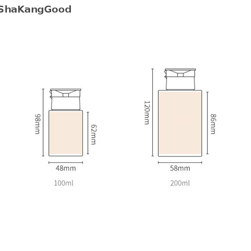 Botol Isi Ulang SKID 100ml 200ml Portable Travel Kosong Plastik Penghilang Kutek Cair Tekan Pump Dispenser Bottle SKK