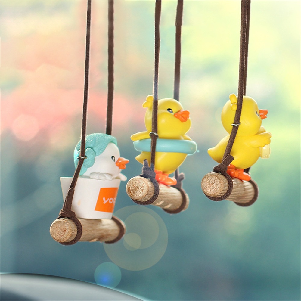 Ornamen Gantung Mobil Bebek Swing Lucu Untuk Dekorasi Spion Interior Mobil