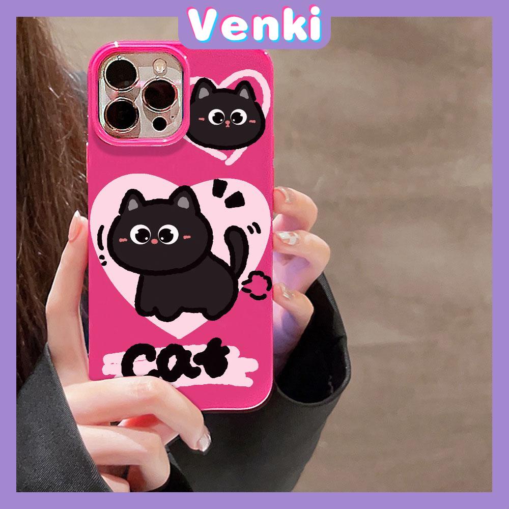 VENKI - For iPhone 11 iPhone Case Red Glossy TPU Soft Case Shockproof Protection Camera Cute Love Black Cat Compatible with iPhone 14 13 Pro max 12 Pro Max xr xs max 7Plus 8Plus