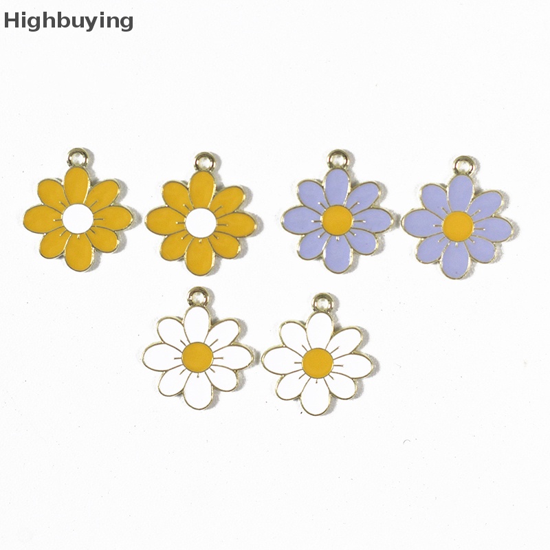 Hbid 10pcs Enamel Daisy Flower Ch Untuk Kalung Liontin Anting DIY Ch Glory