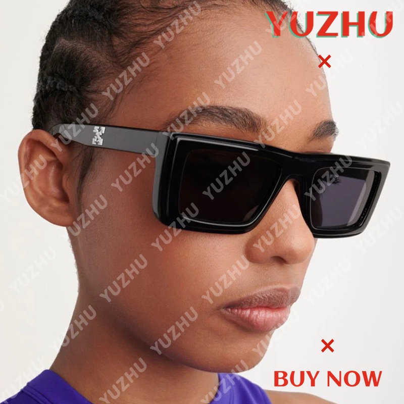 (YUZHU) Snowflake Square Small Frame Sunglasses Untuk Wanita Vintage Punk Fluorescent Sunglasses Untuk Pria Baru Desain Fashion Hip Hop Kacamata Hitam