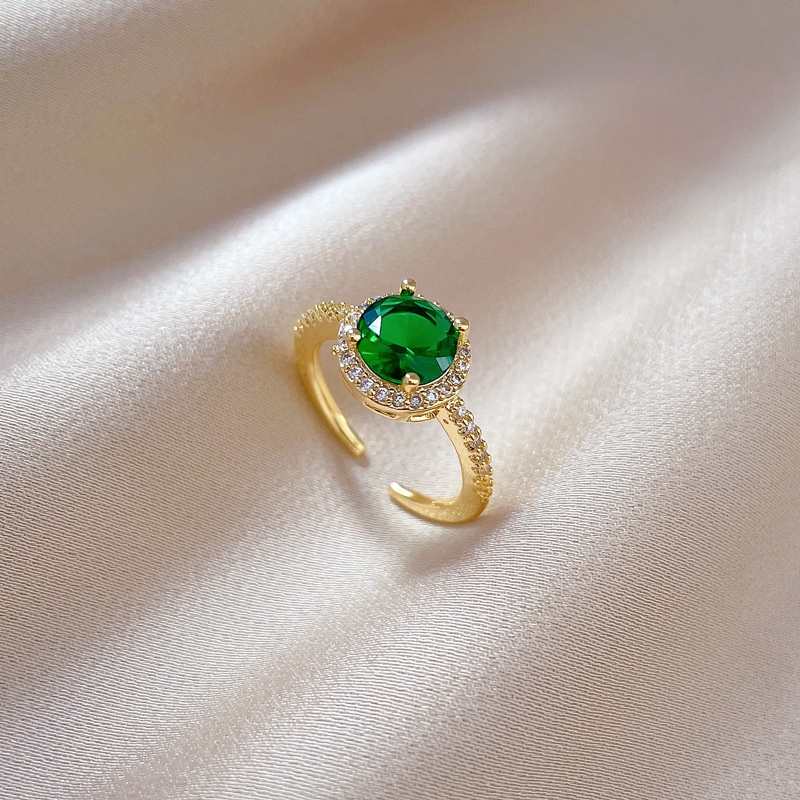 Xiaoboacc Fashion Wanita Berlapis Emas Geometris Terbuka Cincin Gadis Angin Dingin Berlian Jari Telunjuk Cincin