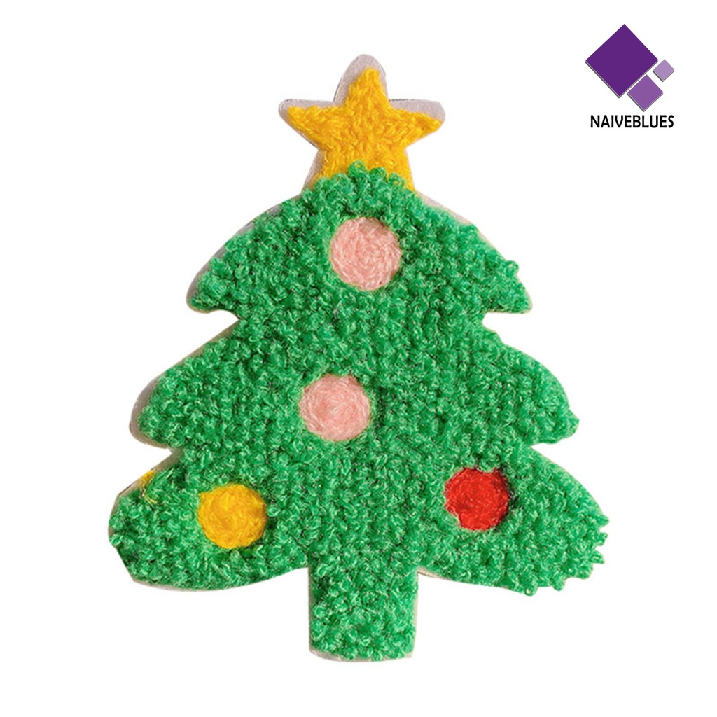 &lt; Naiveblues &gt; Bros Natal Bordir Anti Karat Portable Tahun Baru Hias Kartun Panjang Santa Mantel Natal