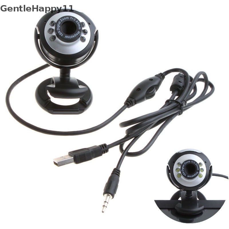 Gentlehappy 6led HD Webcam USB 2.0 50.0M Kamera PC Web Cam Dengan MIC Untuk Komputer PC id Bulat