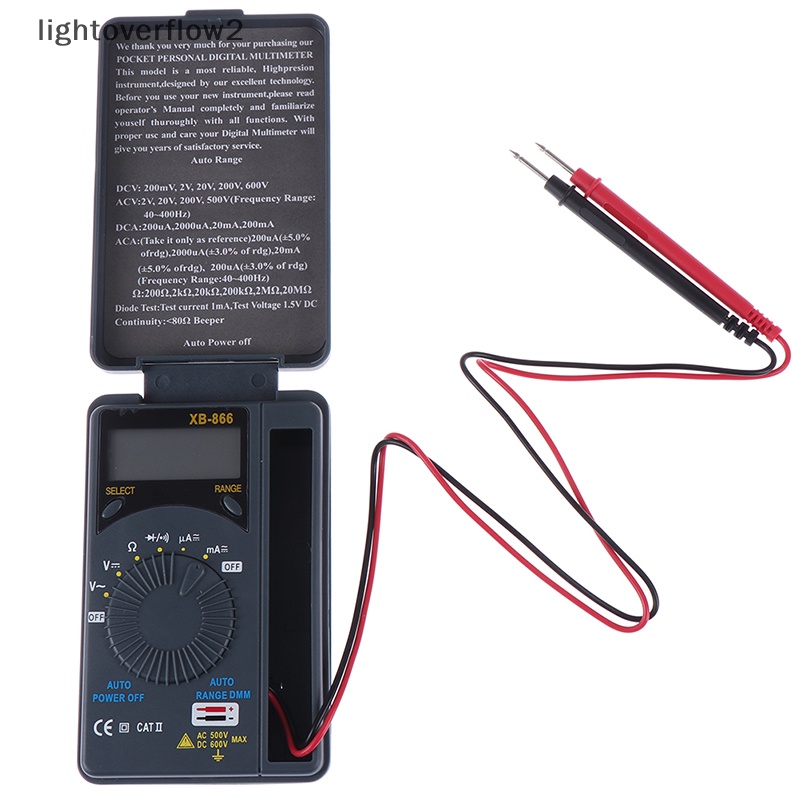 [lightoverflow2] Xb866 Mini LCD Auto Range AC/DC Pocket Digital Multimeter Voltmeter Tester [ID]