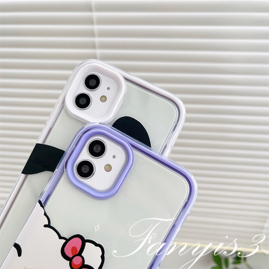 Compatible For iPhone 14 13 12 11 Pro Max XS Max XR X XS 8 7 6 6s Plus SE 2020 Kompatibel Untuk Kartun Kucing Anjing Pasangan 3in1 Phone Case Soft Cover Pelindung