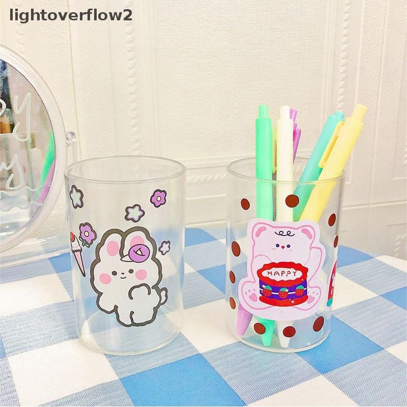 [lightoverflow2] Ins Style Acrylic Transparan Bulat Tempat Pulpen Persegi Tempat Pulpen Makeup Brush Rak Penyimpanan Kapasitas Besar Meja Rak Pensil Alat Tulis Kantor Sekolah [ID]