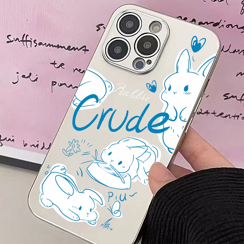 IPHONE Soft Case Kelinci Lucu Kompatibel Untuk Iphone14 11 13 12 Pro Max XS XR X8+76S Plus Casing Ponsel Mini Electroplate TPU Silikon Shockproof Cover