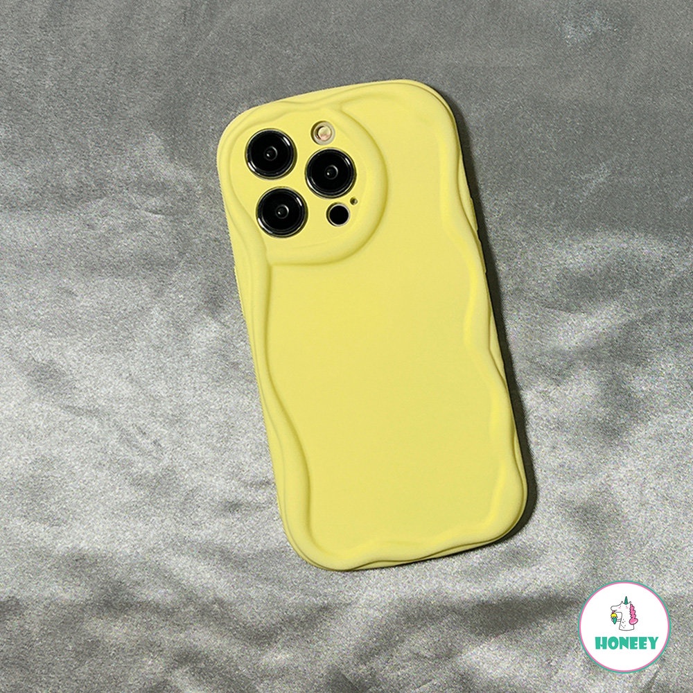 IPHONE Ins Cream Warna Solid Ponsel Case Kompatibel Dengan Iphone11 13 14 12 Pro Max X XS XR Sederhana Gelombang Tepi Lembut Cover Pelindung