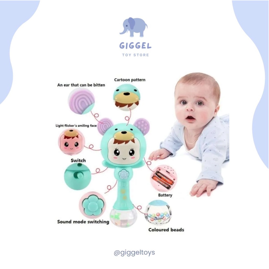 [ Giggel ] Mainan Baby Rattle Music / Stick Toys Teether Baby Music / Mainan Edukasi Bayi