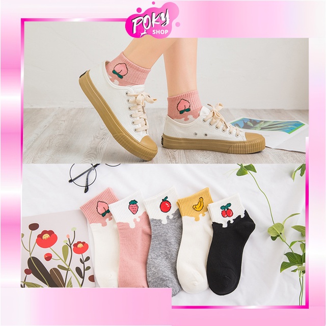 POKY - D2029 Kaos Kaki Semata Kaki / Socks Ankle Fruit / Korean Style Socks / Kaos Kaki Buah K5698 / Kaos Kaki Motif Karakter Buah / Kaos Kaki Pendek Import